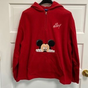 Disney Mickey Mouse Fleece Hoodie Large Red